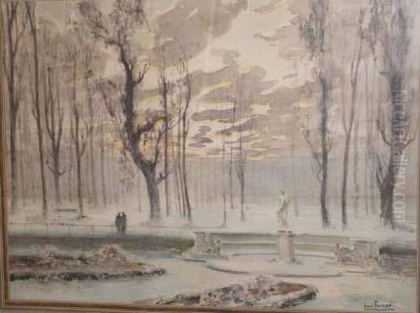 Le Jardin Des Tuileries Sous La Neige Oil Painting by Henri Boreau