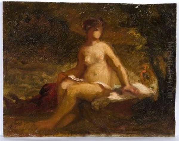 Femme Nue Sortant Du Bain Oil Painting by Leon Louis Antoine Riesener