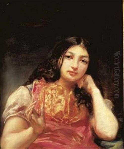 Portrait D'une Jeune Fille Oil Painting by Leon Louis Antoine Riesener