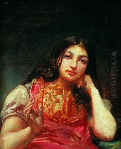 Portrait D'une Jeune Fille Oil Painting by Leon Louis Antoine Riesener