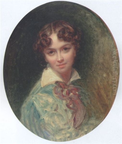 Portrait D'une Des Filles De L'artiste, Louise (?) Oil Painting by Leon Louis Antoine Riesener