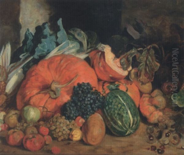 Nature Morte Au Potirons Oil Painting by Leon Louis Antoine Riesener