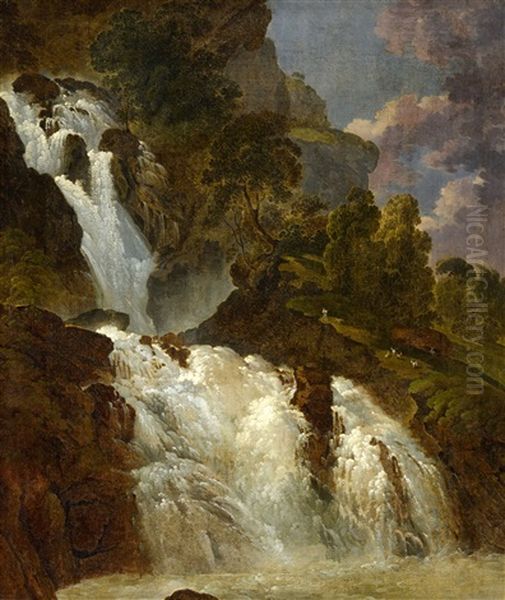 The Reichenbachfall Oil Painting by Heinrich Rieter