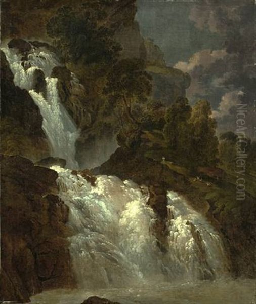 Der Reichenbachfall Oil Painting by Heinrich Rieter