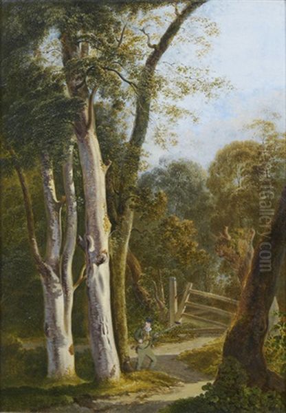 Chasseur Dans Un Sous-bois Oil Painting by Heinrich Rieter