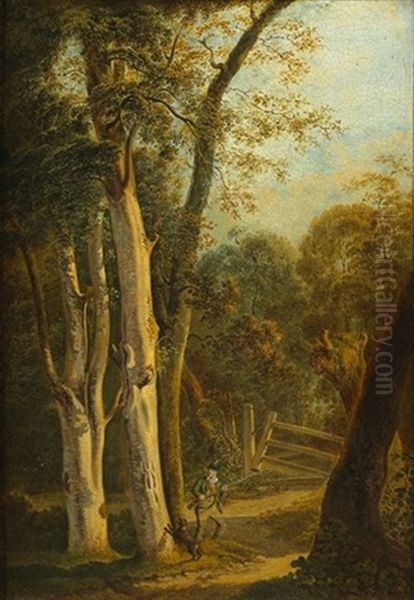 Chasseur Dans Un Sous Bois Oil Painting by Heinrich Rieter