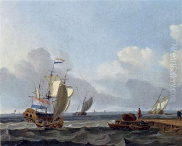 Schiffe Auf Bewegter See Oil Painting by Jan Claesz Rietschoof