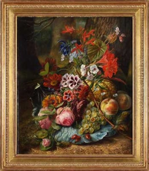 Stillleben Mit Fruchten, Blumen Und Insekten Oil Painting by Antonie Rietveld