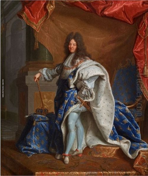 Portrait Of A Young Gentleman Wearing A Suit Of Armor And Draped In A White Sash Oil Painting by Hyacinthe Rigaud