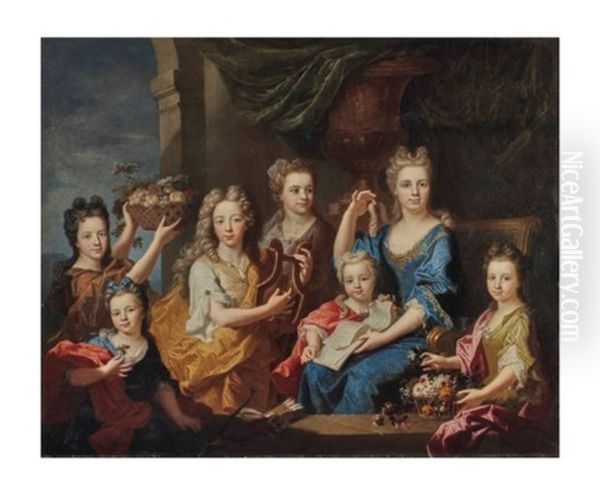 Portrait Des Enfants De M. Bouette De Blemur Oil Painting by Hyacinthe Rigaud