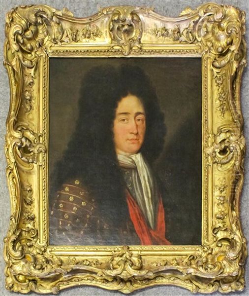 Half-length Portrait Of Louis Xiv Wearing White Silk Cravat Oil Painting by Hyacinthe Rigaud