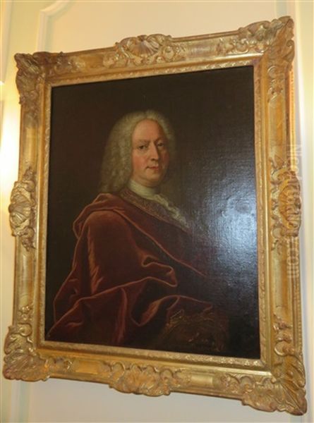 Portrait D'homme Au Drape Pourpre Huile Sur Toile Oil Painting by Hyacinthe Rigaud