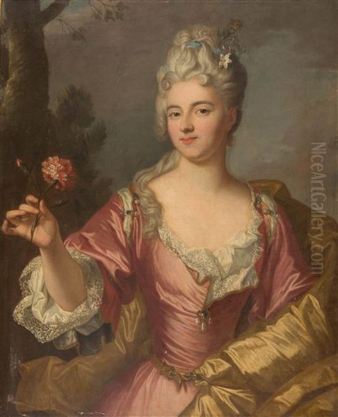 Portrait De Marie-madeleine De La Vieuville (1693-1755) Oil Painting by Hyacinthe Rigaud