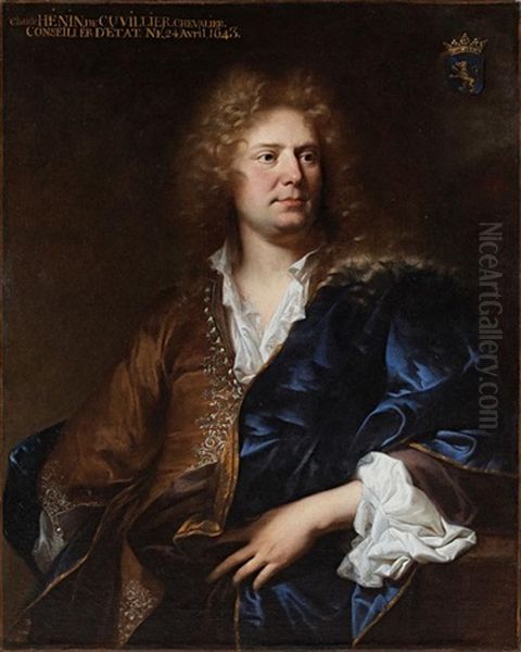 Portrait De Claude Henin De Cuvilliers (collab. W/studio) Oil Painting by Hyacinthe Rigaud