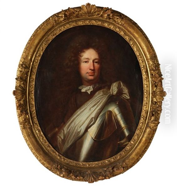 Portrait Eines Edelmannes In Rustung Oil Painting by Hyacinthe Rigaud