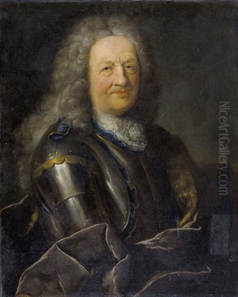 Brustportrat Eines Adligen In Rustung Oil Painting by Hyacinthe Rigaud