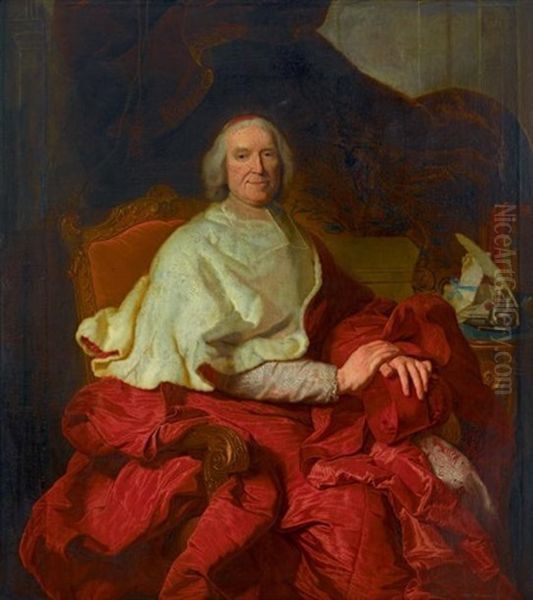 Portrait Du Cardinal De Fleury (collab. W/studio) Oil Painting by Hyacinthe Rigaud