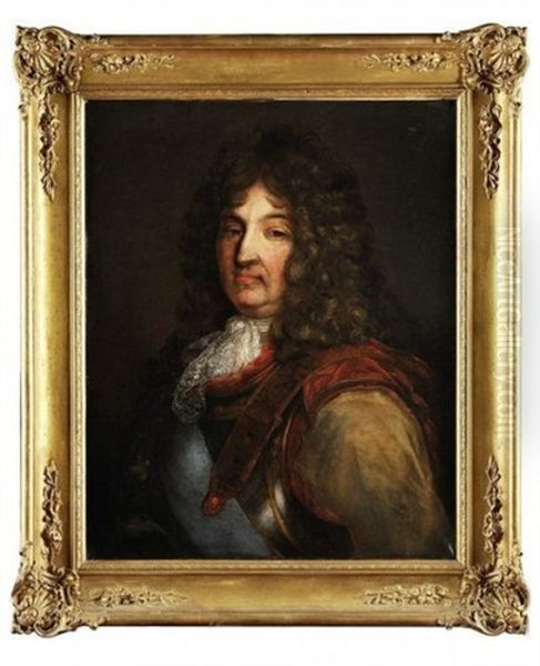 Portrait En Buste Du Roi Louis Xiv En Cuirasse, Portant L'ordre Du Saint Espri Oil Painting by Hyacinthe Rigaud