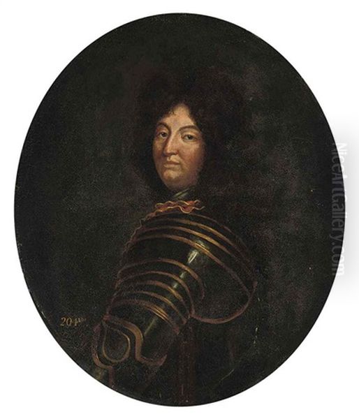 Portrait Of Louis Xiv In Armor Oil Painting by Hyacinthe Rigaud