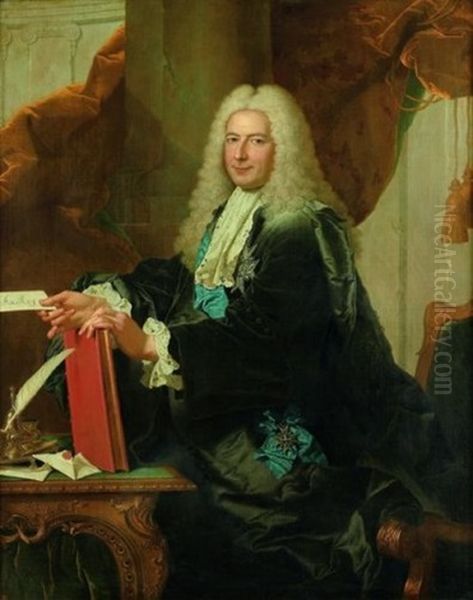 Portrait De Philibert Orry, Controleur General Des Finances Et Directeur General Des Batiments Du Roi Oil Painting by Hyacinthe Rigaud