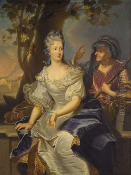 Portrait De Marie-anne Varice De La Ravoye, Nee De Valliere, Travestie En Vertumne Et Pomone Oil Painting by Hyacinthe Rigaud