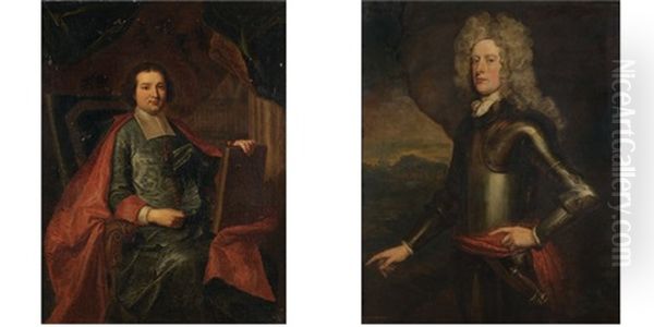 Portrait D'antoine-joseph D'amat (+ Another; 2 Works) Oil Painting by Hyacinthe Rigaud