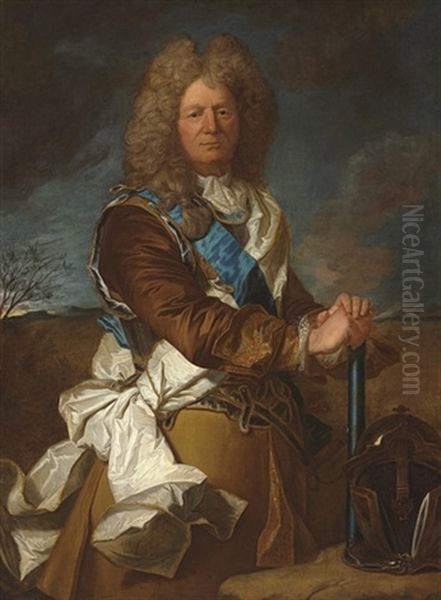 Portrait Of Sebastien Le Prestre Oil Painting by Hyacinthe Rigaud