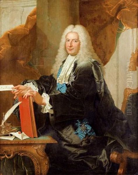 Portrait De Philibert Orry, Controleur General Des Finances Et Directeur General Des Batiments Du Roi Oil Painting by Hyacinthe Rigaud