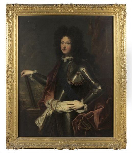 Portrait Du Duc De Chartres, Futur Regent De France, Devant Une Bataille Oil Painting by Hyacinthe Rigaud