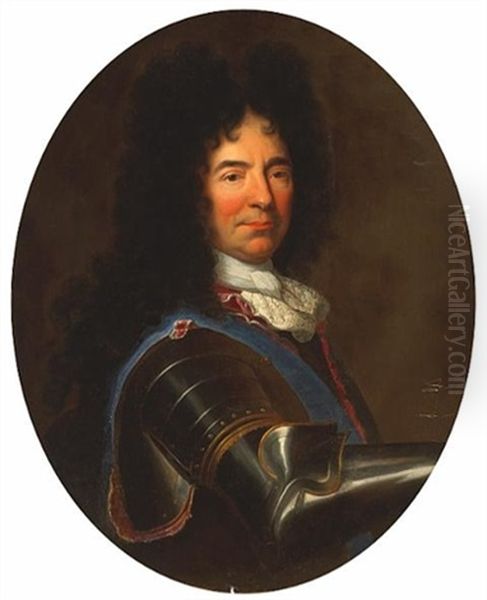 A Portrait Of A Gentleman, Bust-length, In Armor by Hyacinthe Rigaud