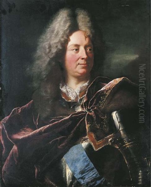 Portrait Of Louis Antoine De Pardaillan De Gondrin, Duc D'antin, Half-length, In Armour Oil Painting by Hyacinthe Rigaud