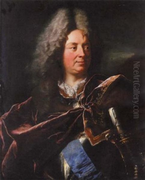 Portrait Of Louis Antoine De Pardaillan De Gondrin, Duc D'antin, In Armor Oil Painting by Hyacinthe Rigaud