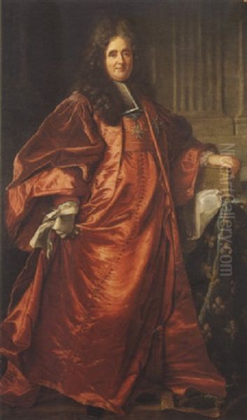 Portrait De Chretien De Lamoignon Oil Painting by Hyacinthe Rigaud