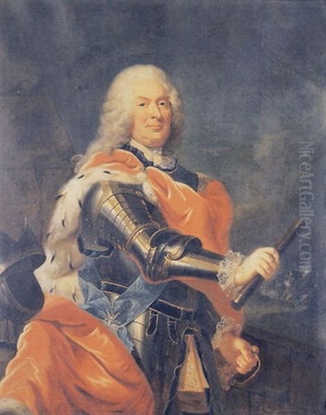 Portrait Of A Nobleman, Stanislas Leszczynski - Duc De Lorraine (?) Oil Painting by Hyacinthe Rigaud