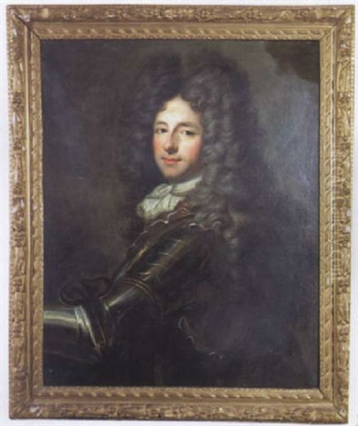 Portrait D'homme De Profil Portant Une Cuirasse Oil Painting by Hyacinthe Rigaud