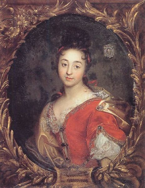 Portrait Of A Lady (marquise De Rochebaron?) Oil Painting by Hyacinthe Rigaud