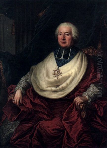 A Portrait Of A Cardinal In His Robes Oil Painting by Hyacinthe Rigaud