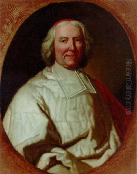 Portrait Of Cardinal Fleury In An Ermine Robe With A Lawn Collar And A Red Stole Oil Painting by Hyacinthe Rigaud