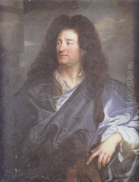 Portrait D'un Homme (peintre Charles De La Fosse?) Oil Painting by Hyacinthe Rigaud