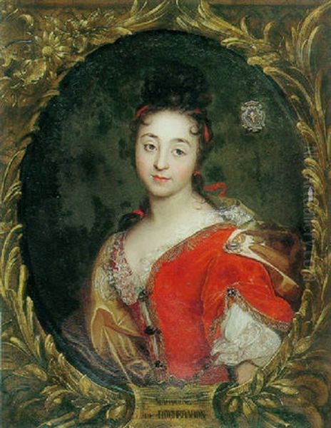 Portrait Of The Lady (marquise De Rochebaron) Oil Painting by Hyacinthe Rigaud