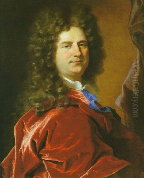 Portrait De Gentilhomme A La Draperie Rouge Oil Painting by Hyacinthe Rigaud