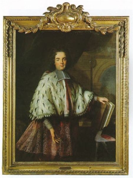 Portrait D'un Ecclesiastique A Son Bureau Oil Painting by Hyacinthe Rigaud