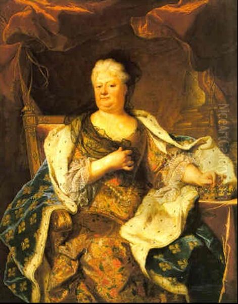 Portrait D'elisabeth-charlotte De Baviere, Dite La Princesse Palatine, Duchesse D'orleans Oil Painting by Hyacinthe Rigaud