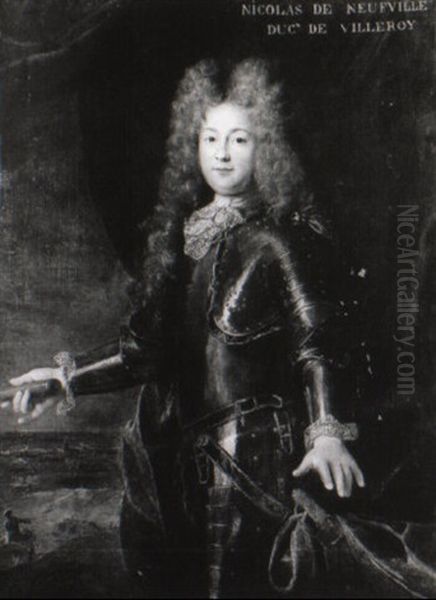 Portrait Du Duc De Villeroy Oil Painting by Hyacinthe Rigaud