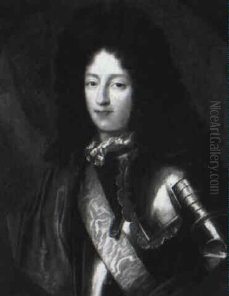 Portrait Of A Gentleman In Armor Oil Painting by Hyacinthe Rigaud