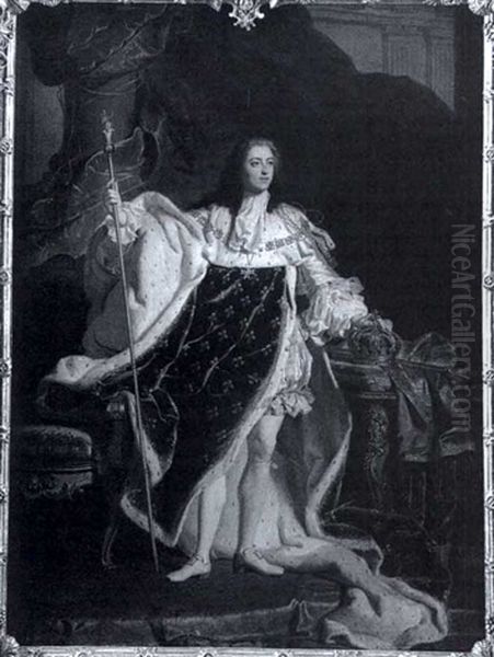 Louis Xv In Coronation Robes Oil Painting by Hyacinthe Rigaud