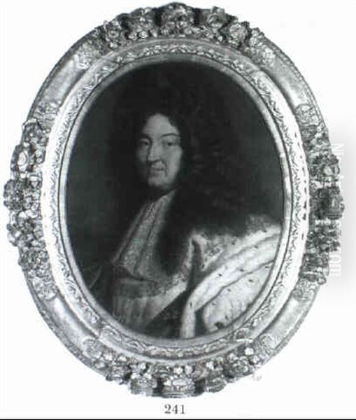 Portrait Of King Louis Xiv, Wearing The Order Of The Holy Spirit Oil Painting by Hyacinthe Rigaud