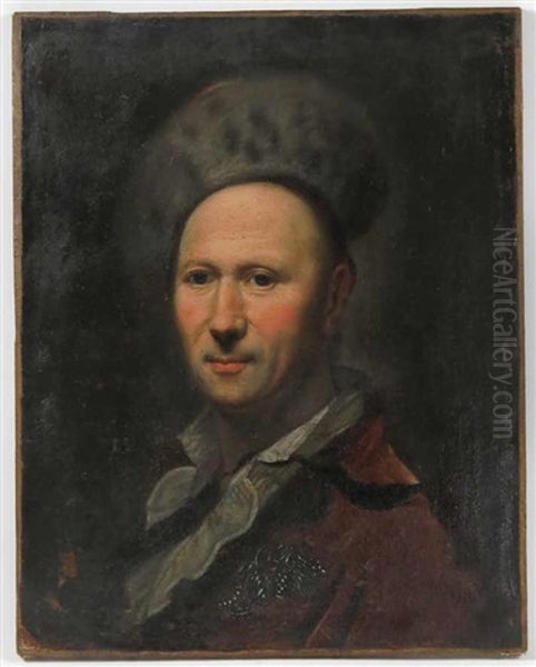 Portrait Of Man Wearing Fur Hat Oil Painting by John Francis Rigaud