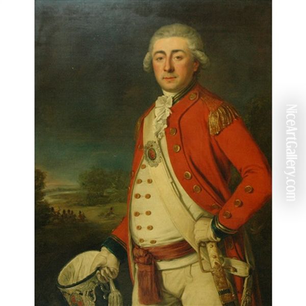 Portrait Of An Officer (lieutenant Colonel Charles Mercator Brome Walton?) Oil Painting by John Francis Rigaud