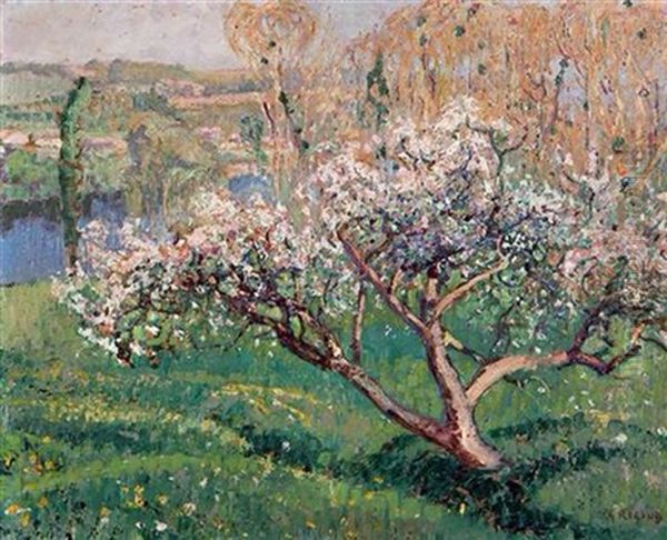 Apple Tree In Bloom Oil Painting by Pierre Gaston Rigaud